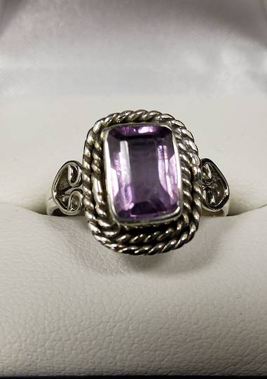  Amethyst Double Heart Ring size 9